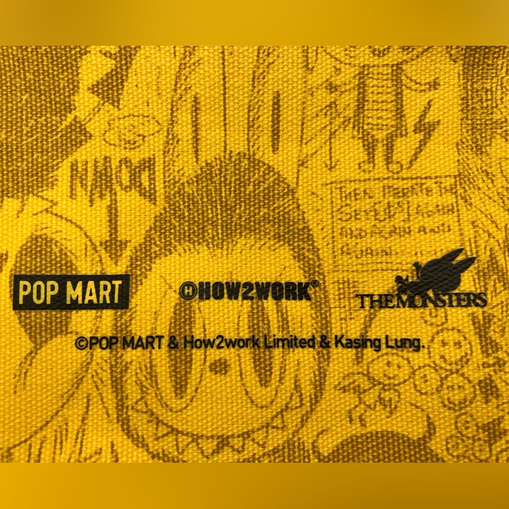 Limited Edition Labubu The Monsters 10th Anniversary Yellow Canvas Tote Bag - Picture 9 of 9